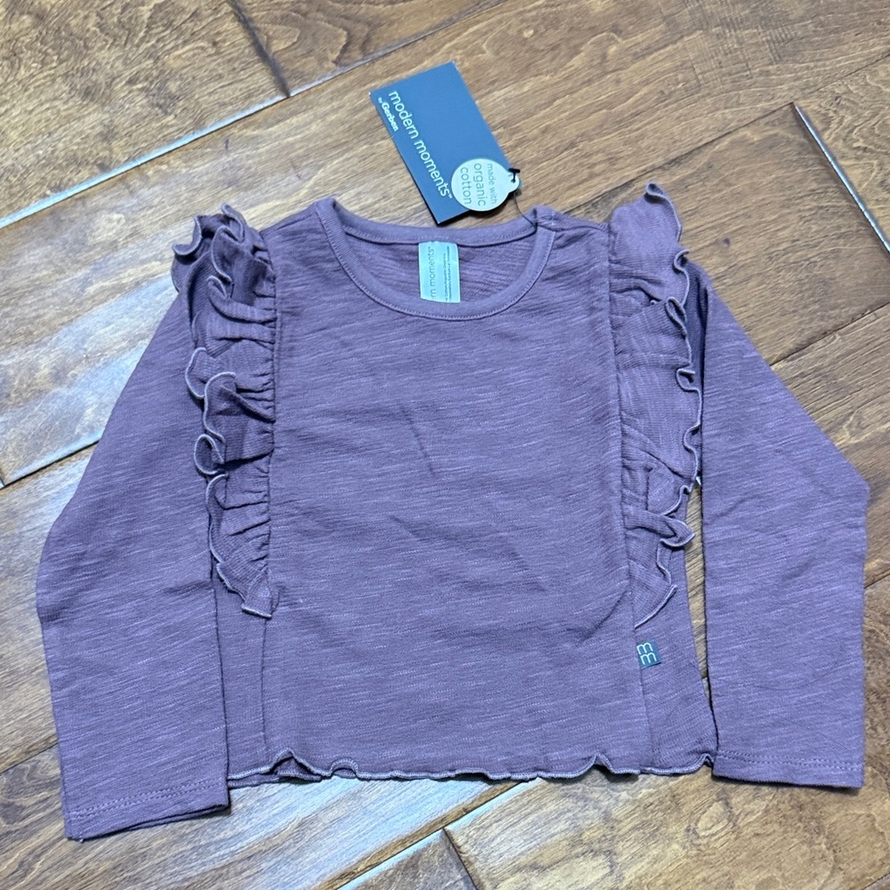NWT Size 2T Modern Moments Dark Rose Ruffled Long Sleeve Top
